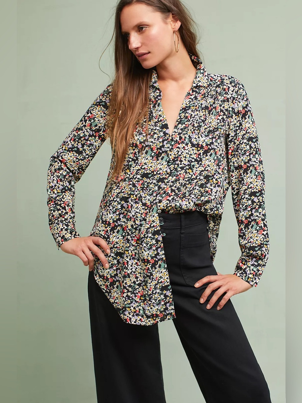 Anthropologie Maeve Matilda floral buttondown blouse